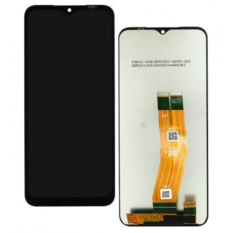 Дисплей для Samsung A145 Galaxy A14, чорний, без рамки, Сopy, з широким обідком, best Quality, з жовтим шлейфом (163254)