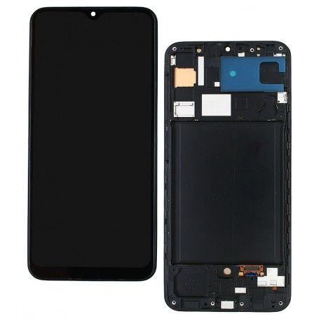 Дисплей для Samsung A307 Galaxy A30s, A307F/DS Galaxy A30s, чорний, з рамкою, High Quality, original size, (OLED) (162089)
