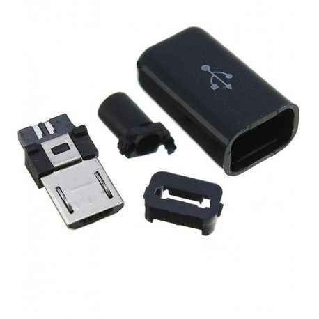 Штекер micro-USB, 5 pin, розбірний, тато , чорний (102145)