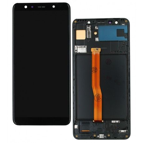 Дисплей для Samsung A750 Galaxy A7 (2018), чорний, з сенсорним екраном (дисплейний модуль), з рамкою, (OLED), High quality (164856)