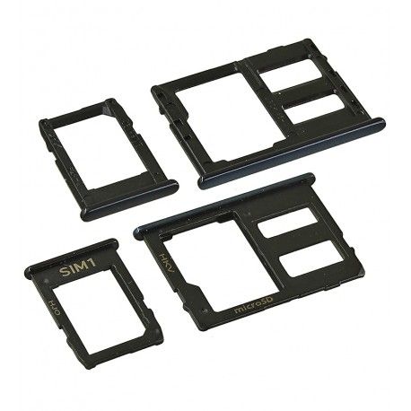 Тримач SIM-карти Samsung J415 Galaxy J4+, J415F Galaxy J4+, J610 Galaxy J6+, чорний, комплект 2 шт., з тримачем MMC, на одну SIM-карту (158352)