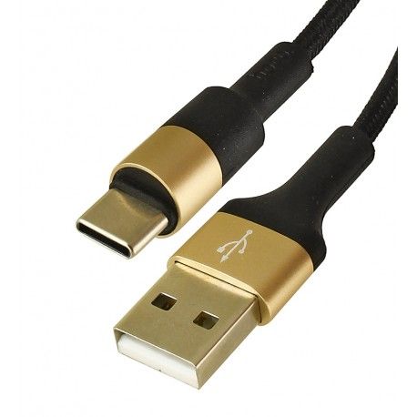 Кабель Type-C - USB, Hoco X26, круглый, 1 метр, в тканевой оплетке, black - gold (165801)