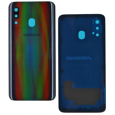 Задня панель корпуса для Samsung A405F/DS Galaxy A40, чорний, із склом камери (167780)