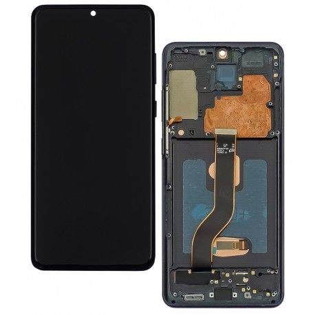 Дисплей для Samsung G985 Galaxy S20 Plus, G986 Galaxy S20 Plus 5G, чорний, з сенсорним екраном, з рамкою, High Quality, (OLED) (164473)