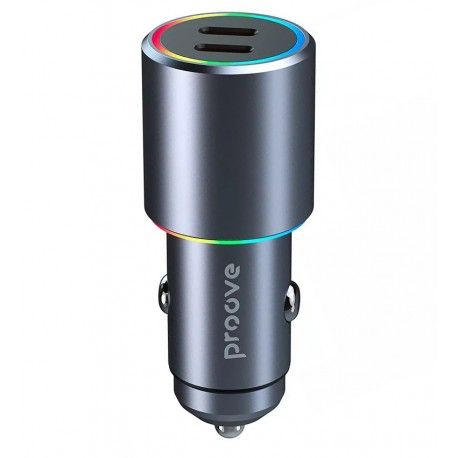 Автомобільне зарядний пристрій Proove Double Energy 50W (Type-C + Type-C) (metal gray) (168113)