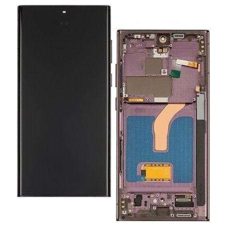 Дисплей для Samsung S908 Galaxy S22 Ultra, чорний, з фіолетовою рамкою, High Copy, (OLED) (166613)