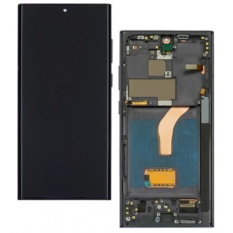 Дисплей для Samsung S908 Galaxy S22 Ultra, чорний, з сірою рамкою, High Copy, (OLED) (168216)
