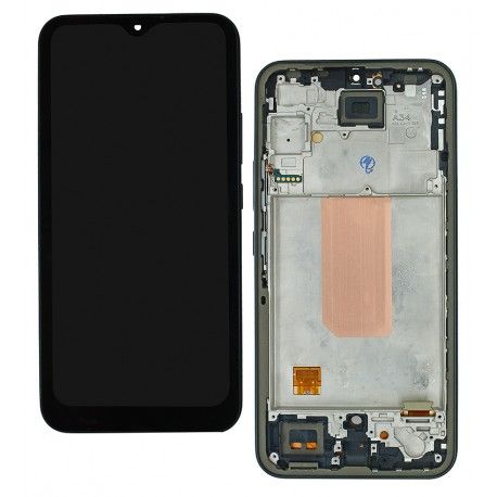 Дисплей для Samsung A346 Galaxy A34 5G, сірий, з рамкою, High Copy, з широким обідком, (OLED) (169027)