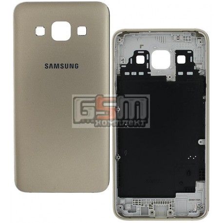 Задня панель корпусу для Samsung A300F Galaxy A3, A300FU Galaxy A3, A300G Galaxy A3, A300H Galaxy A3, золотистий колір (105810)