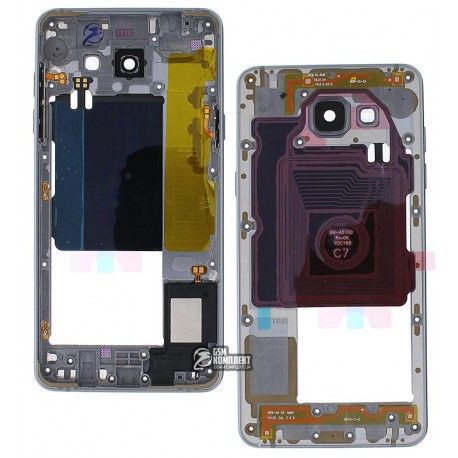 Середня частина корпуса для Samsung A5100 Galaxy A5 (2016), A510FD Galaxy A5 (2016), чорний колір, 2Sim + 1MMC (dedicated slot) (106242)