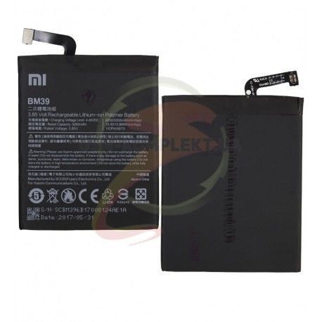 Акумулятор BM39 для Xiaomi Mi6, Li-Polymer, 3,85 B, 3350 мАг (120298)