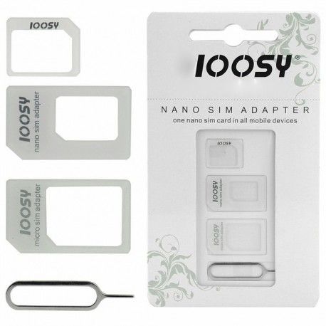 Перехідник для SIM-карт Noosy 4 in 1 Sim-адаптер, Micro-SIM, Nano-SIM адаптер, білий (120622)