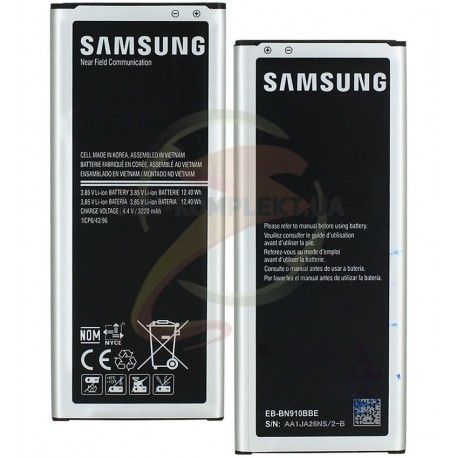 Акумулятор EB-BN910BB для Samsung N910C, N910F Galaxy Note 4, N910FD, N910FQ, N910G, N910H Galaxy Note 4, N910K, N910L, N910S, N910U, Li-ion, 3,85 B, 3220 мАг, Original (PRC) (116635)