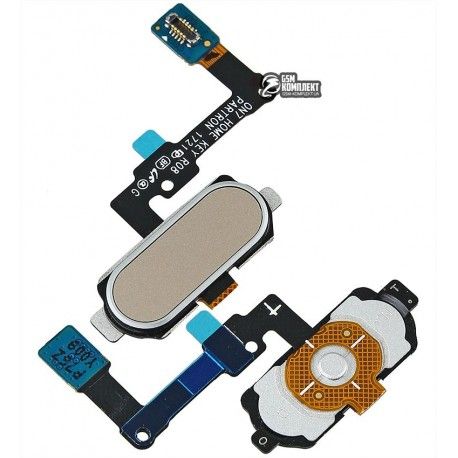 Шлейф для Samsung G570F / DS Galaxy J5 Prime, кнопки меню, золотистий, з пластиком (119142)