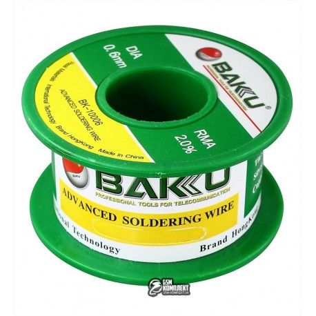 Припій BAKU BK-10006, Sn 97 , Ag 0.3 , Cu 0.7 , flux 2 , 0,6 мм, 50 г (реальна вага 40 г) (019952)