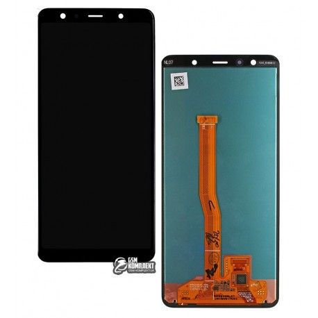 Дисплей для Samsung A750 Galaxy A7 (2018), чорний, з сенсорним екраном (дисплейний модуль), оригінал (PRC), оригінал glass (129156)