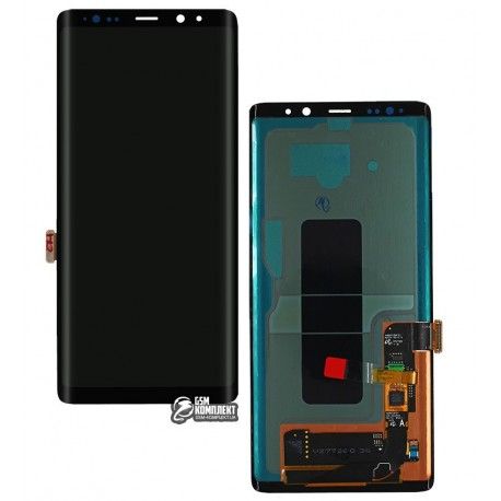 Дисплей для Samsung N950F Galaxy Note 8, чорний, з тачскріном, оригінал (переклеєне скло) (120355)
