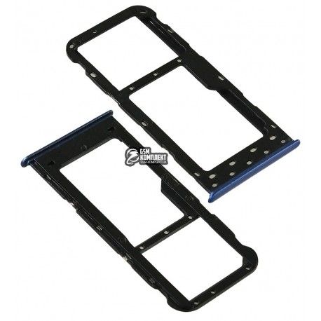 Тримач SIM-карти для Huawei Enjoy 7s, P Smart, FIG-L31 / FIG-LX1, c власником MMC, синій колір (131219)
