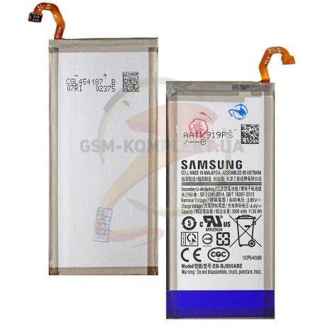 Акумулятор EB-BJ800ABE для Samsung A600F Dual Galaxy A6 (2018), J600F Galaxy J6, J800F Galaxy J8, Li-ion, 3,85 B, 3000 мАг, Original (PRC) (130922)