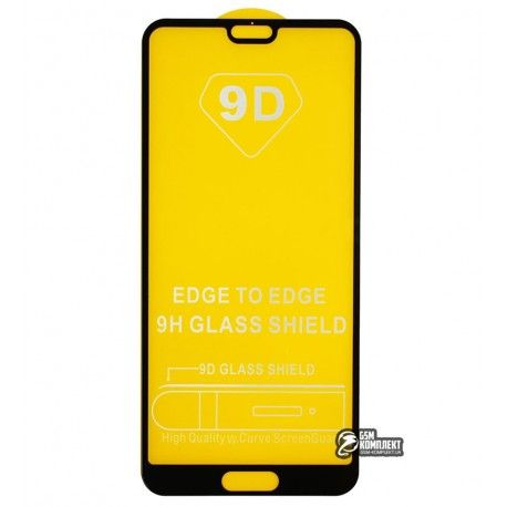 Загартоване захисне скло для Huawei P20, 0,26 мм 9H, 2,5D, Full Glue, чорний колір (134202)