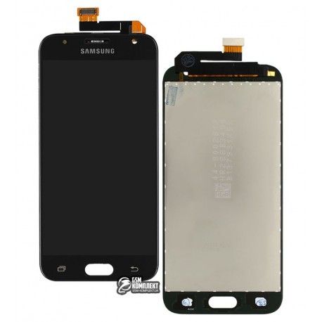 Дисплей для Samsung J330 Galaxy J3 (2017), J330F Galaxy J3 (2017), чорний, з тачскріном, оригінал (переклеєне скло) (132108)