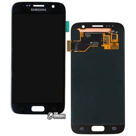 Дисплей для Samsung G930 Galaxy S7, G930F Galaxy S7, чорний, з тачскріном, оригінал (переклеєне скло) (126134)