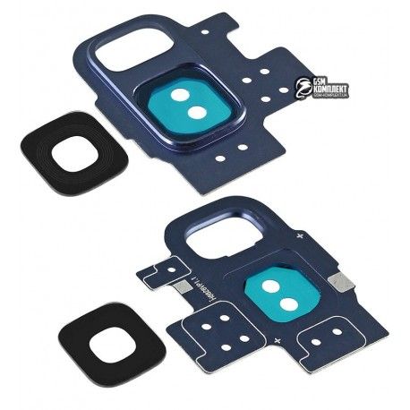 Скло камери Samsung G960 Galaxy S9, синій колір, з рамкою, coral blue (134999)
