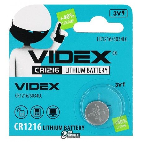 Батарейка CR1216 Videx, 1 штука (138115)