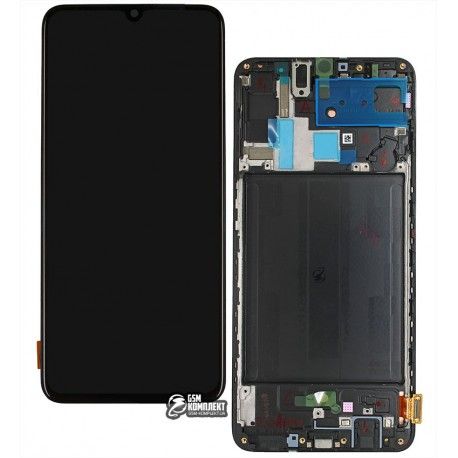 Дисплей для Samsung A705F / DS Galaxy A70, чорний, з сенсорним екраном (дисплейний модуль), з рамкою, оригінал (PRC), оригінал glass (138564)