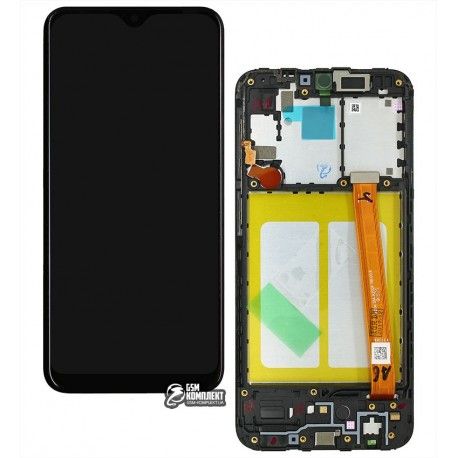 Дисплей для Samsung A202 Galaxy A20e, чорний, з сенсорним екраном, з рамкою, оригінал (PRC), оригінал glass (139071)