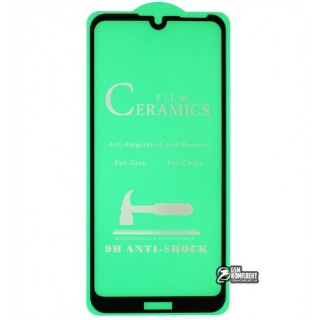 Захисне оргскло для Huawei Y6 (2019), Y6 Pro (2019), Honor 8A, Ceramica, з фаскою, чорний колір (140932)