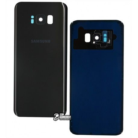 Задня панель корпусу для Samsung G955F Galaxy S8 Plus, чорний колір, зі склом камери, повна збірка, оригінал (PRC), midnight black (138624)