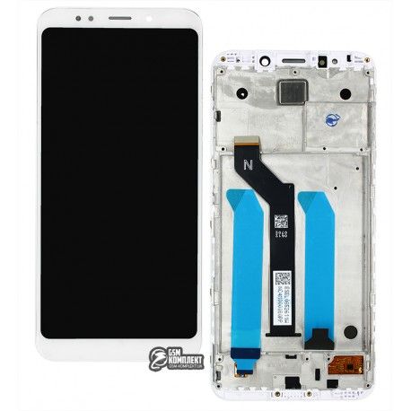 Дисплей для Xiaomi Redmi 5 Plus, білий, з тачскріном, з рамкою, High quality (144089)