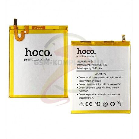Акумулятор Hoco HB396481EBC для Huawei Honor 5X, Y6 II, CAM-L21, Li-Polymer, 3,8 В, 3100 мАч (139476)