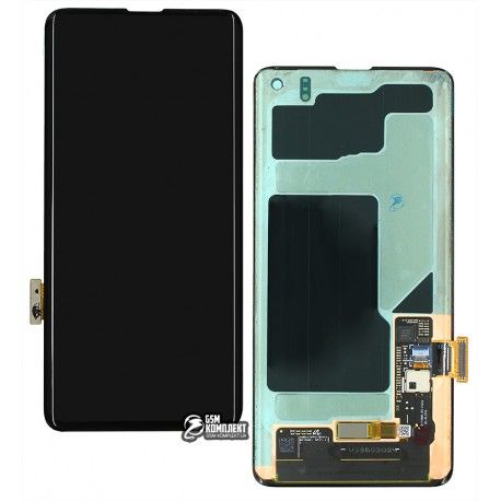 Дисплей для Samsung G973 Galaxy S10, чорний, з тачскріном, оригінал (переклеєне скло) (135543)