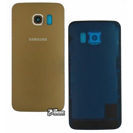 Задня панель корпусу для Samsung G925F Galaxy S6 EDGE, золотиста, зі склом камери, 2.5D (145348)