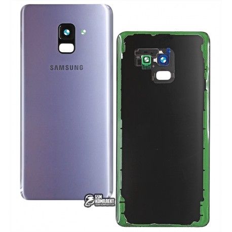 Задня панель корпусу Samsung A730F Galaxy A8 + (2018), A730F / DS Galaxy A8 + (2018), сіра, фіолетова, зі склом камери (145371)