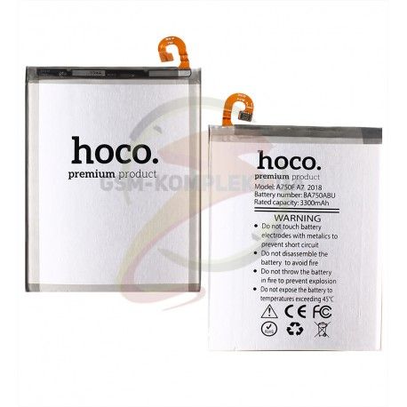 Аккумулятор Hoco EB-BA750ABU для Samsung Samsung A105 Galaxy A10, A750 Galaxy A7 (2018), M105 Galaxy M10, Li-Polymer, 3.85 В, 3300 мАч (138517)