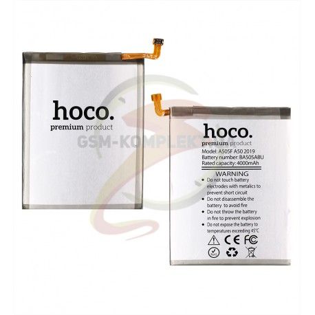 Аккумулятор Hoco EB-BA505ABU для Samsung A205, A305, A307, A505 Galaxy A20, A30, A30s, A50 (2019), Li-ion, 3,8 В, 4000 мАч (145797)