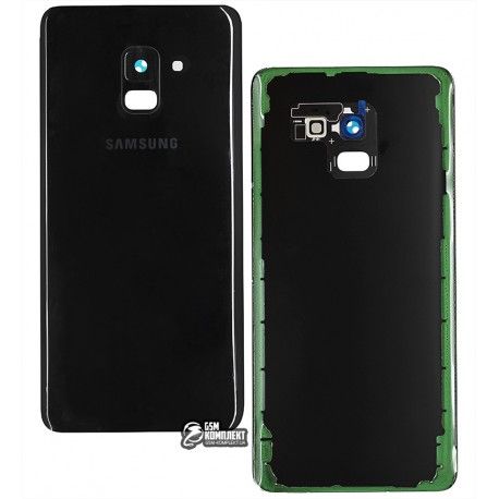 Задня панель корпусу Samsung A730F Galaxy A8 + (2018), A730F / DS Galaxy A8 + (2018), чорна, зі склом камери (145369)