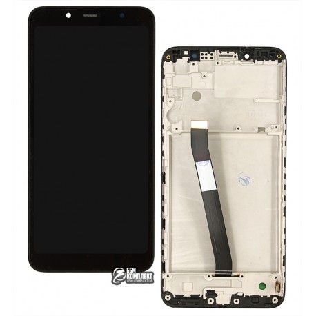 Дисплей для Xiaomi Redmi 7A, чорний, з тачскріном, з рамкою, оригінал (переклеєне скло), MZB7995IN, M1903C3EG, M1903C3EH, M1903C3EI (146337)