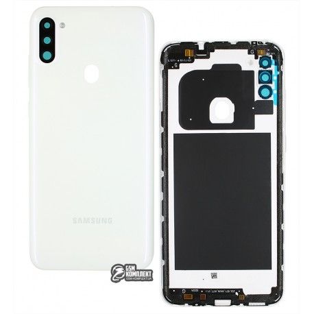 Задня панель корпусу Samsung A115 Galaxy A11, білий, з склом камеры (145940)