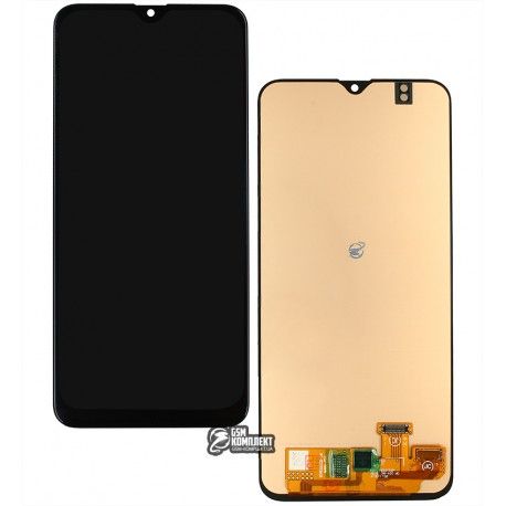 Дисплей для Samsung A205 Galaxy A20, M107 Galaxy M10s, чорний, з сенсорним екраном, з широким обідком, High quality, (OLED) (139729)