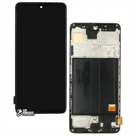 Дисплей для Samsung A515 Galaxy A51, A515F / DS Galaxy A51, чорний, з сенсорним екранах, з рамкою, з широким обідком, (OLED), High quality (147717)