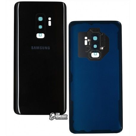 Задня панель корпусу для Samsung G965F Galaxy S9 Plus, чорний колір, зі склом камери, повна збірка, оригінал (PRC), midnight black (138630)