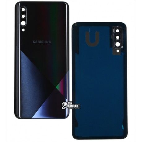 Задня панель корпусу для Samsung A307F / DS Galaxy A30s, чорний, зі склом камери, Prism Crush Black (143310)
