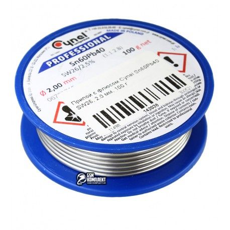 Припій Cynel Sn60Pb40-SW26 2,0мм, 100г (142038)