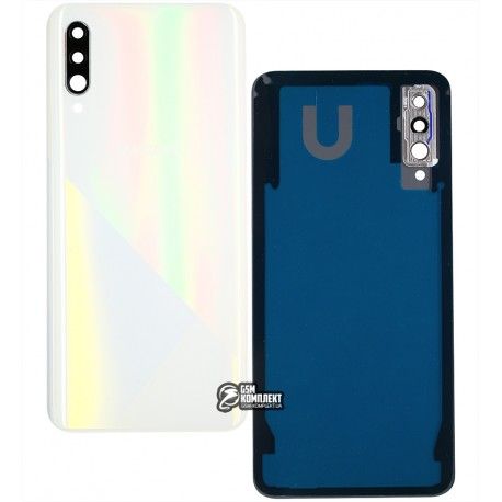 Задня панель корпусу для Samsung A307F / DS Galaxy A30s, білий, зі склом камери, Prism Crush White (143313)