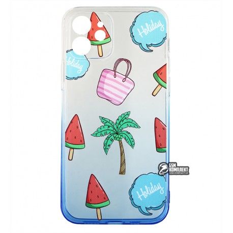 Чохол для iPhone 12, WAVE Sweet Acid, силікон, (white/blue/palm) (149786)