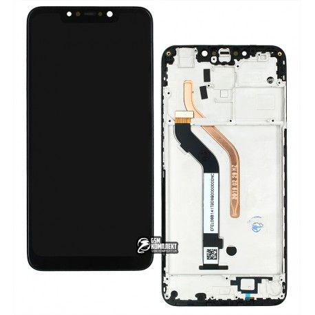 Дисплей для Xiaomi Pocophone F1, чорний, з сенсорним екранах, з рамкою, High quality, M1805E10A (149652)